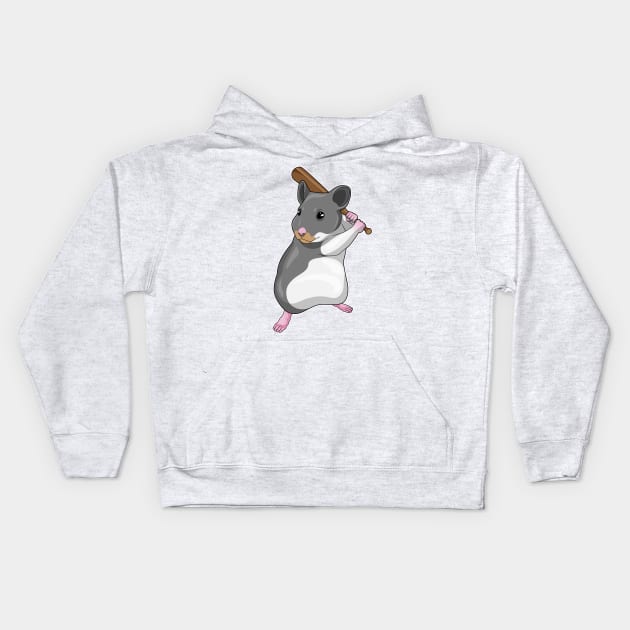 Hamster Baseball Baseball bat Kids Hoodie by Markus Schnabel